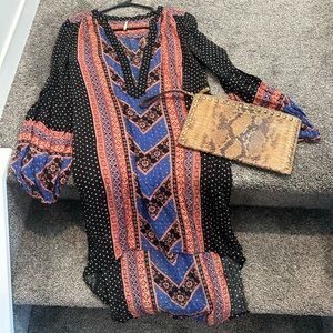 Michael Kors Snakeskin Print Wristlet Clutch in Brown/Gold